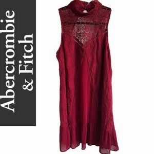 Abercrombie & Fitch Sleeveless Lace Shift Dress L Dark Crimson Boho
